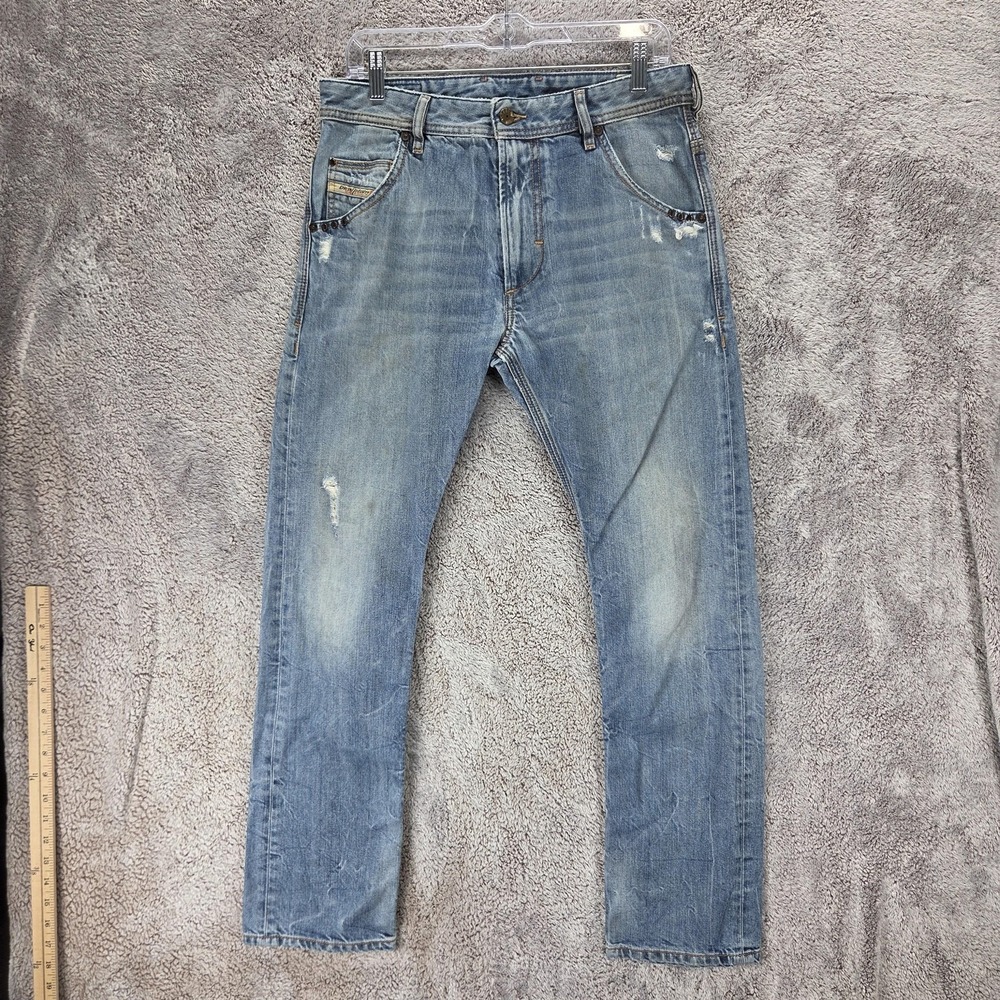 Diesel Jeans Mens 29x30 Blue Krooley Regular Slim Carrot Zip Fly 0884C